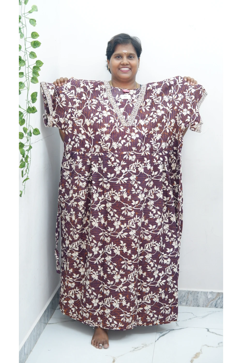 Premium V-Neck Cotton Frock for Women – Breathable & Skin-Friendly