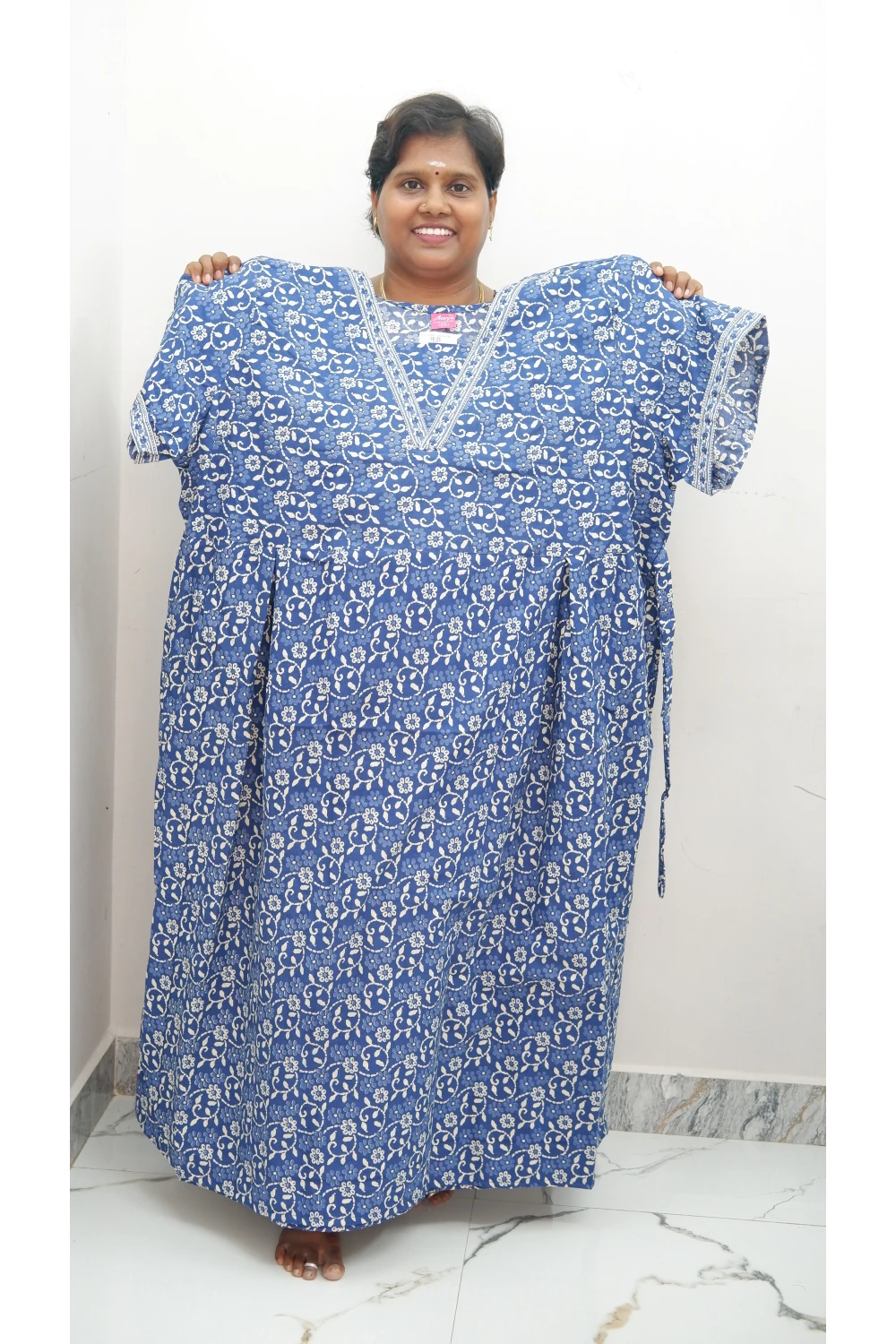 Premium V-Neck Cotton Frock for Women – Breathable & Skin-Friendly