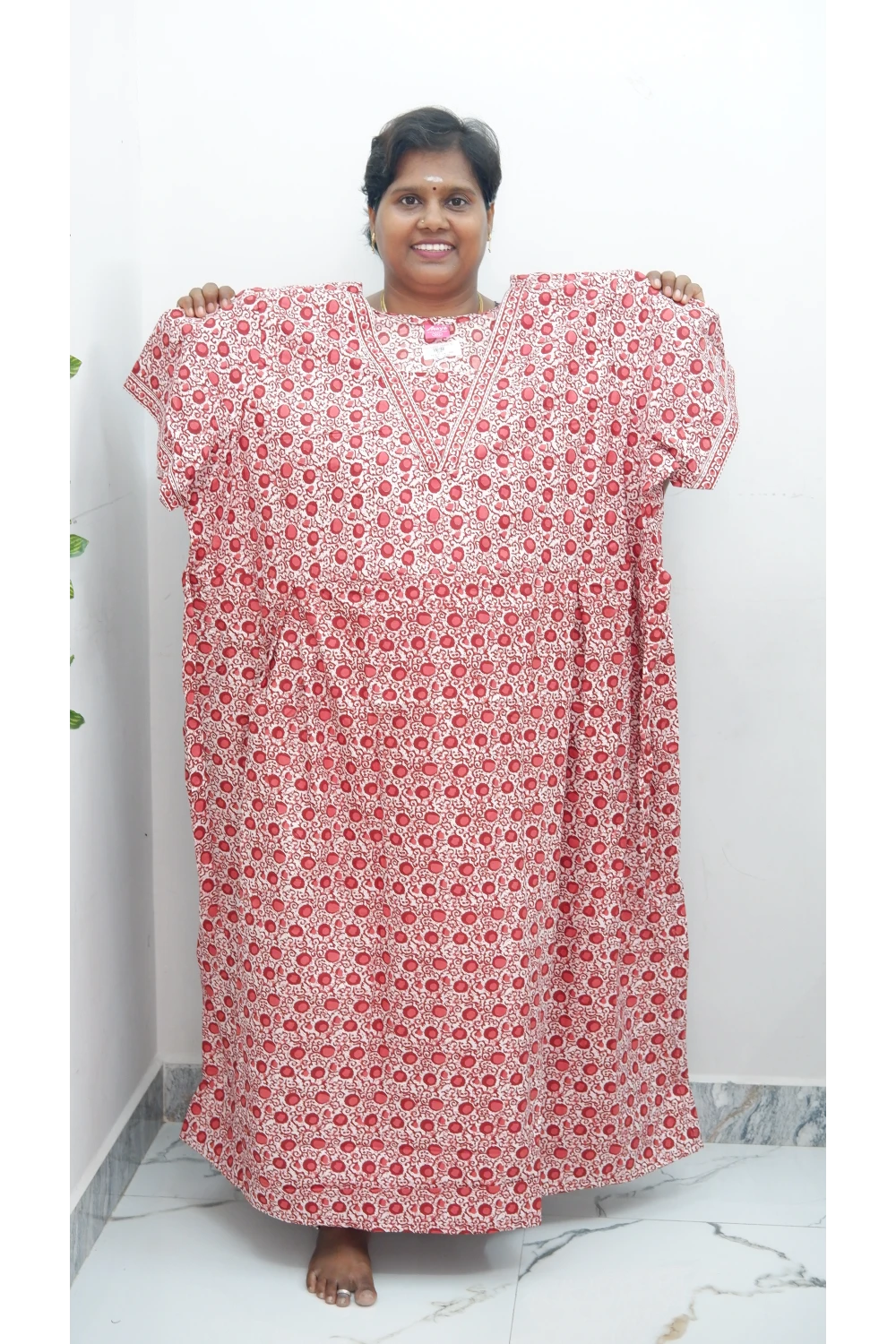 Premium V-Neck Cotton Frock for Women – Breathable & Skin-Friendly
