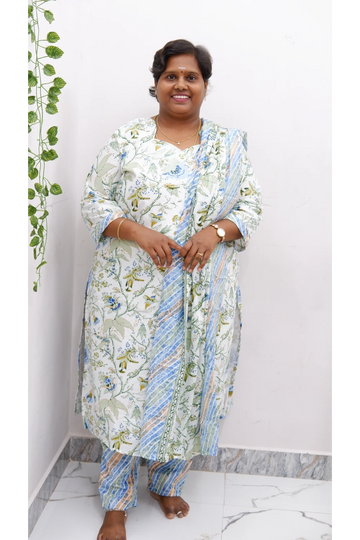 Graceful Cotton Printed Salwar Suit with Shawl – Casual & Festive Wear
