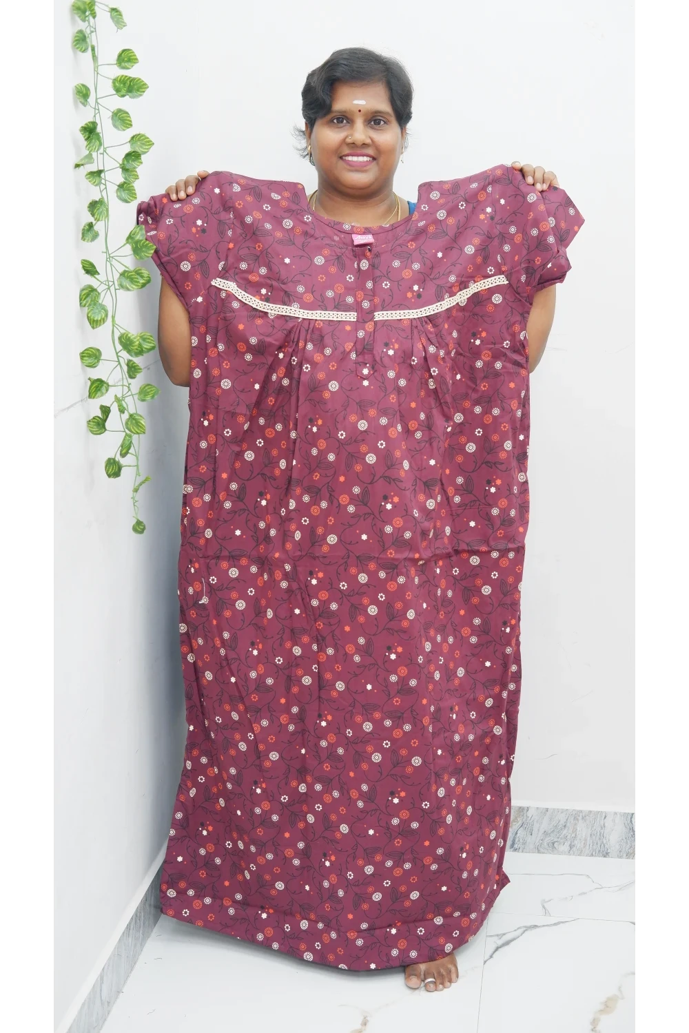 Elegant Zip-Front Pure Cotton Nighty