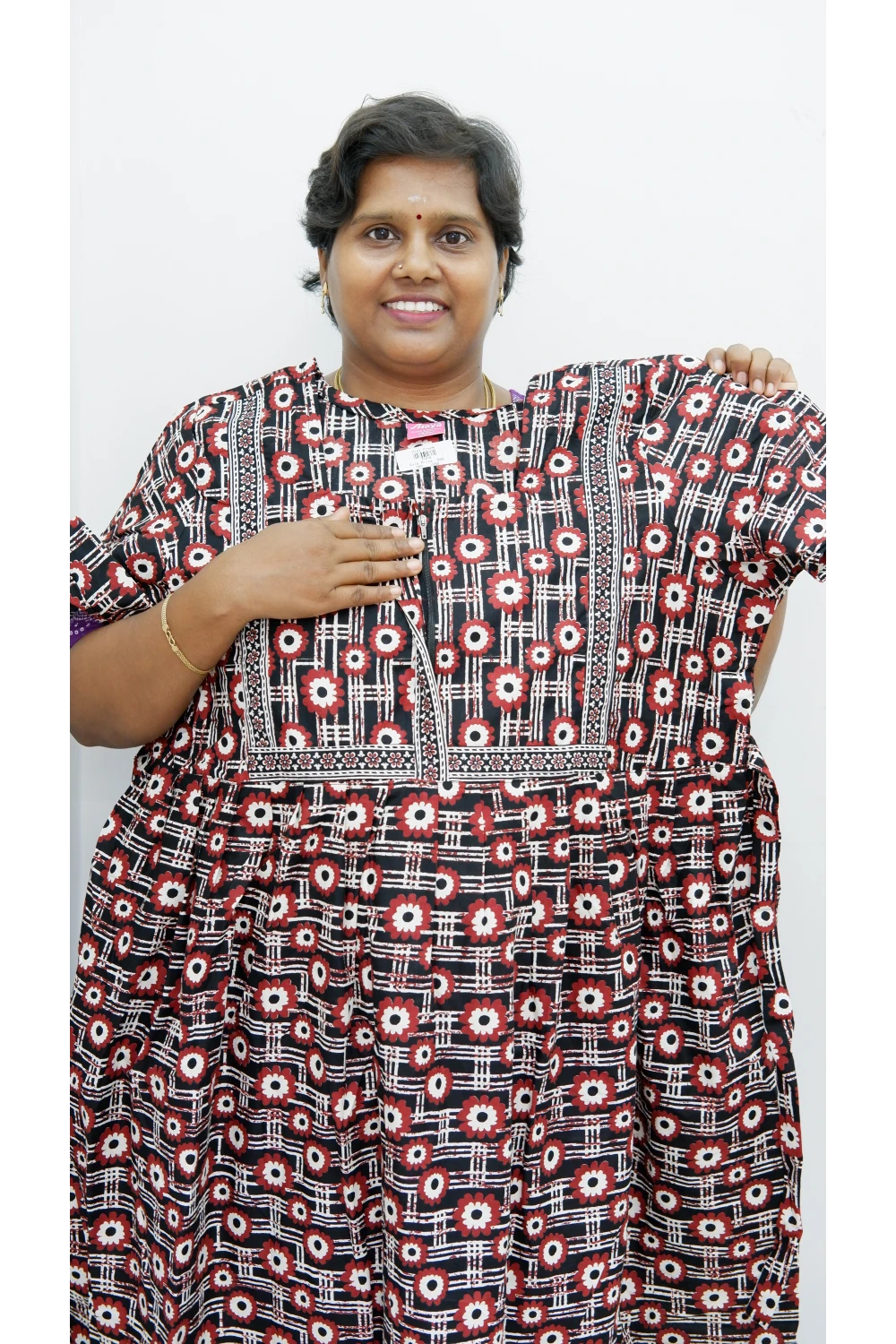 Midi Frock with Back Knot & Front Zip Jyothi Cotton Nighty