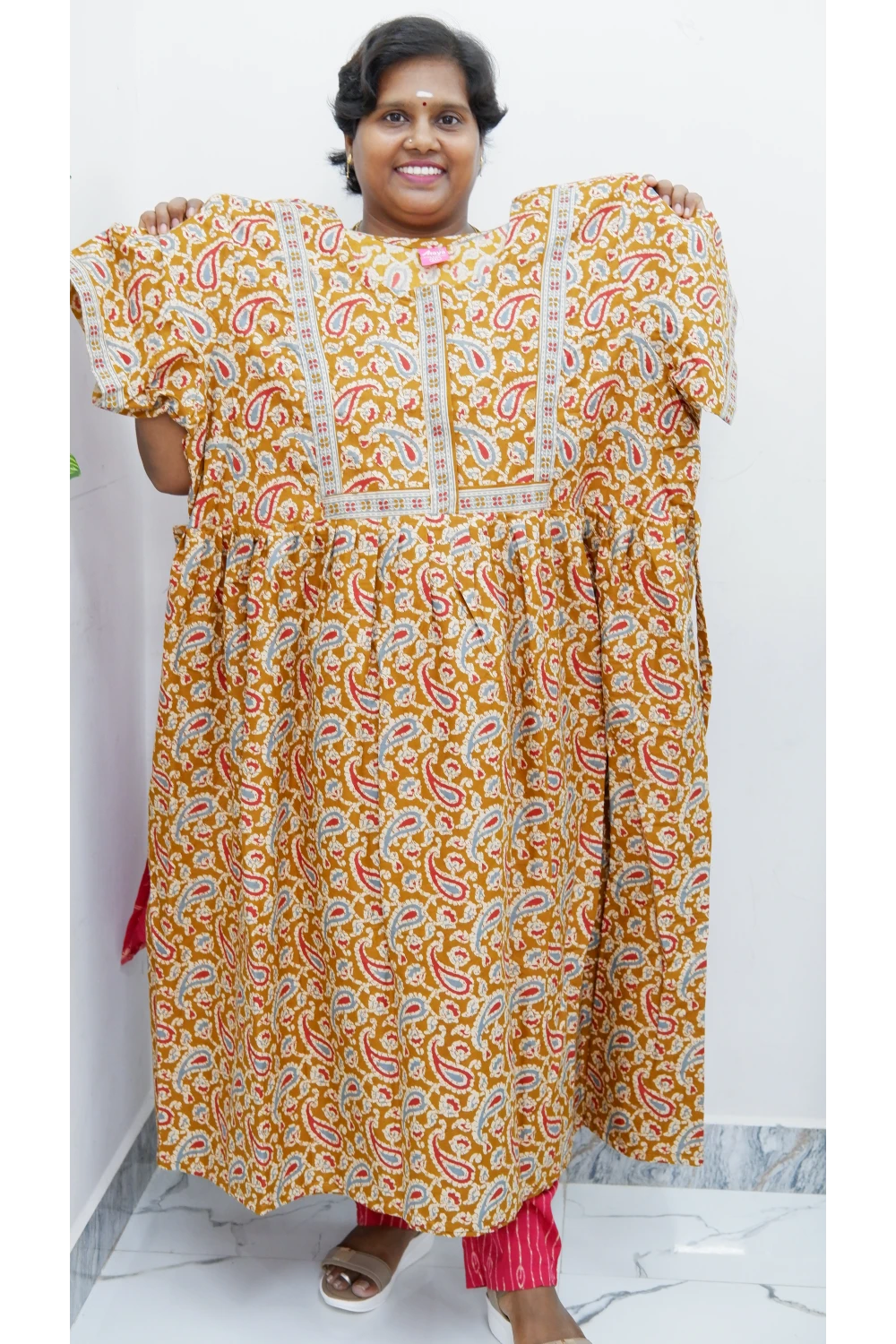 Midi Frock with Back Knot & Front Zip Jyothi Cotton Nighty