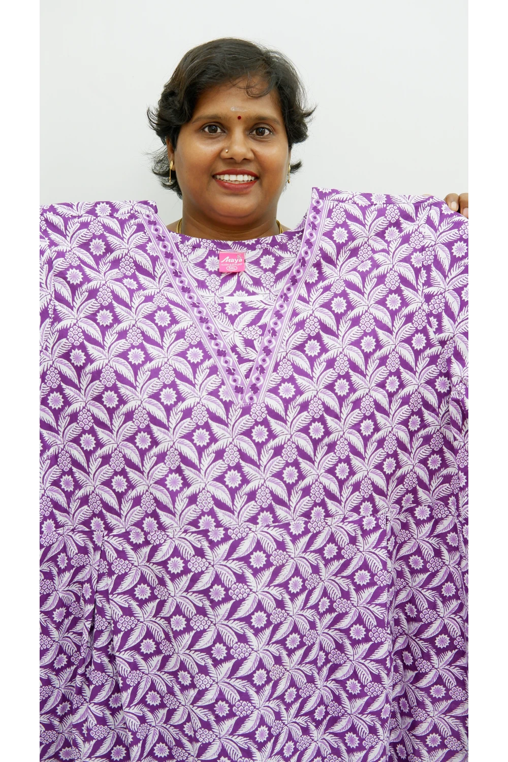 Premium V-Neck Cotton Frock for Women – Breathable & Skin-Friendly
