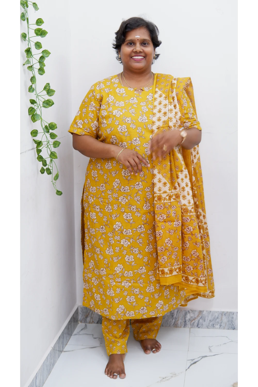 Graceful Cotton Printed Salwar Suit with Shawl – Casual & Festive Wear