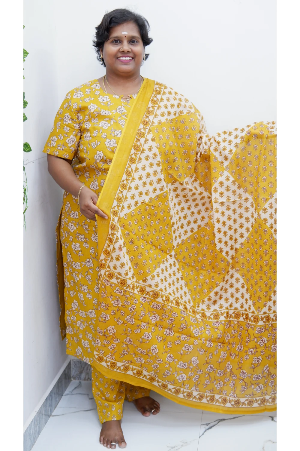 Graceful Cotton Printed Salwar Suit with Shawl – Casual & Festive Wear