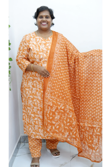Graceful Cotton Printed Salwar Suit with Shawl – Casual & Festive Wear)