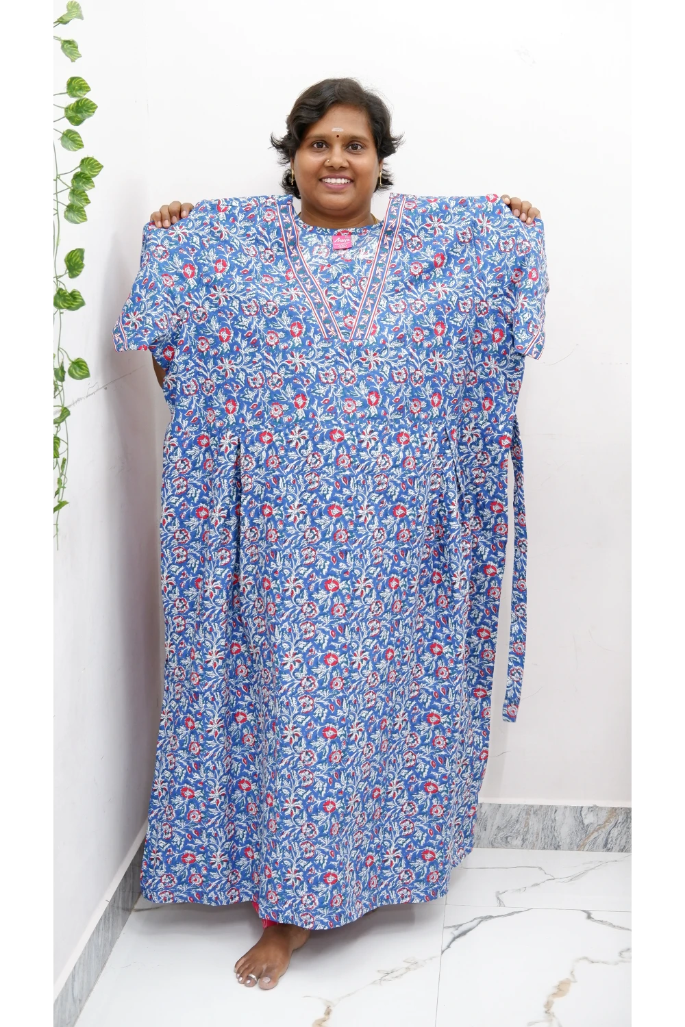 Premium V-Neck Cotton Frock for Women – Breathable & Skin-Friendly