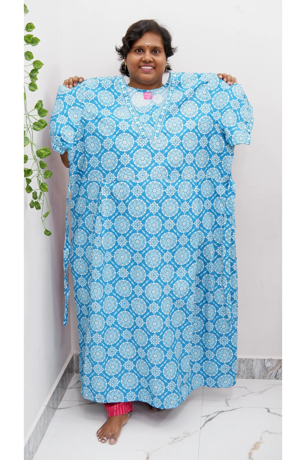 Premium V-Neck Cotton Frock for Women – Breathable & Skin-Friendly
