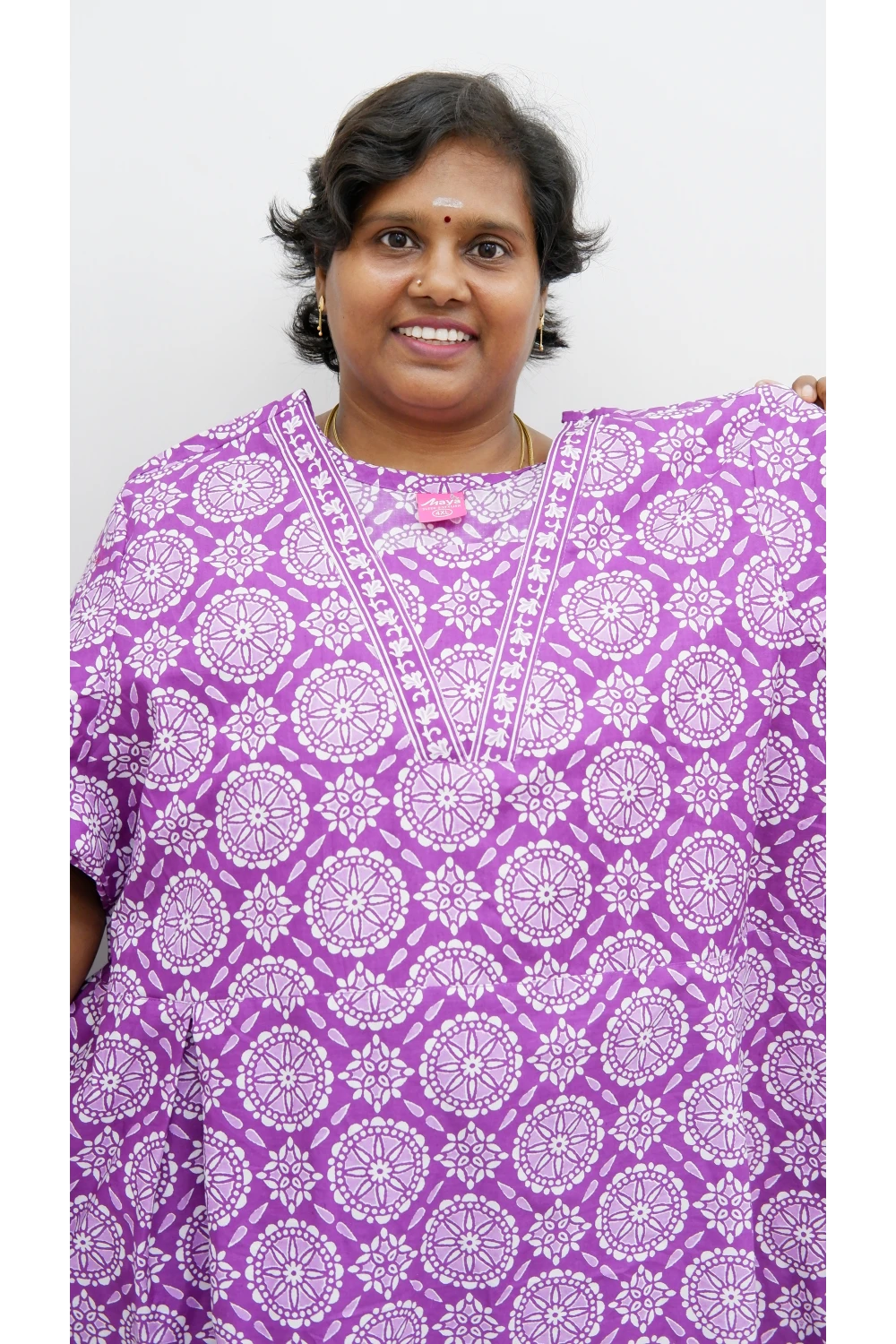 Premium V-Neck Cotton Frock for Women – Breathable & Skin-Friendly