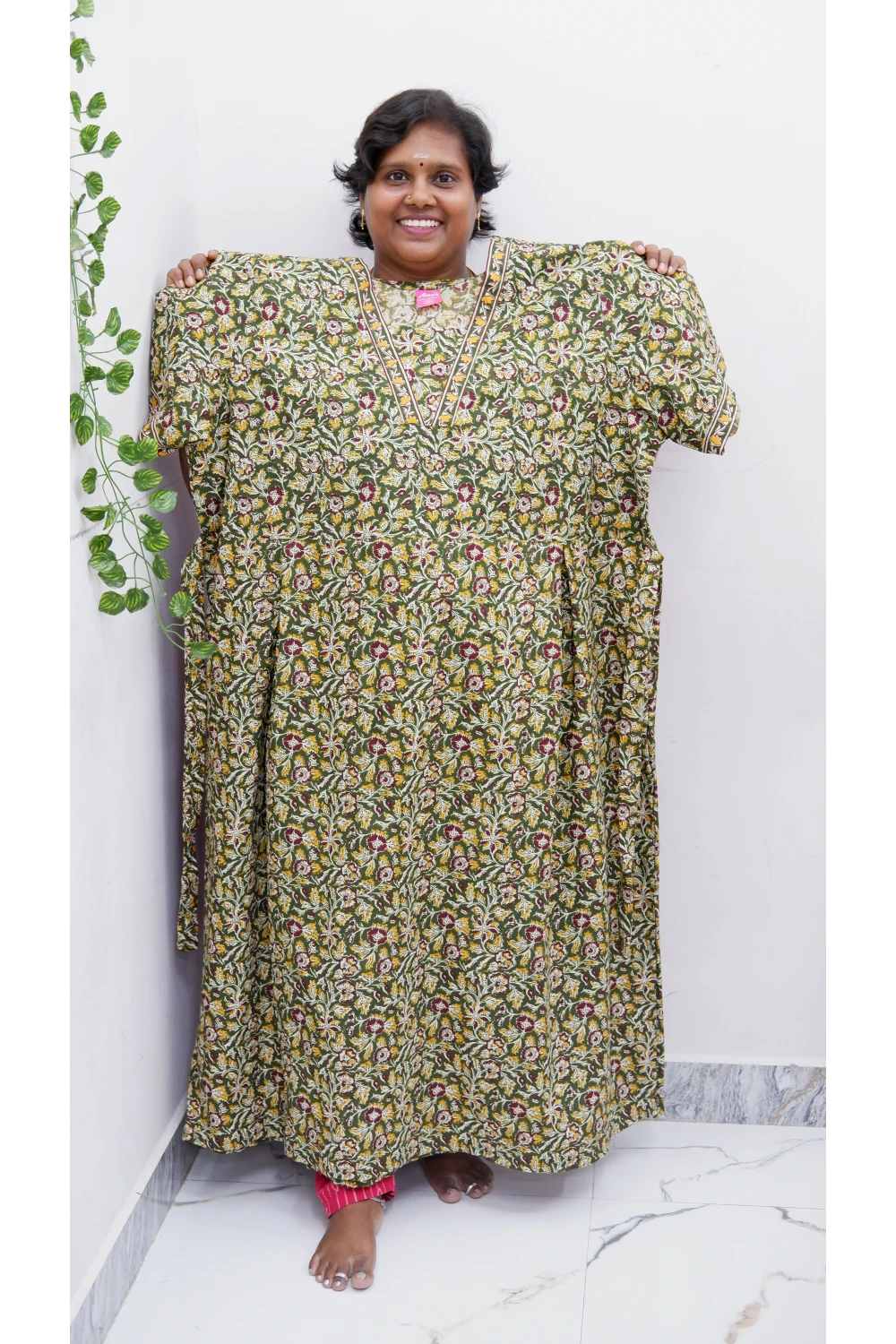 Premium V-Neck Cotton Frock for Women – Breathable & Skin-Friendly