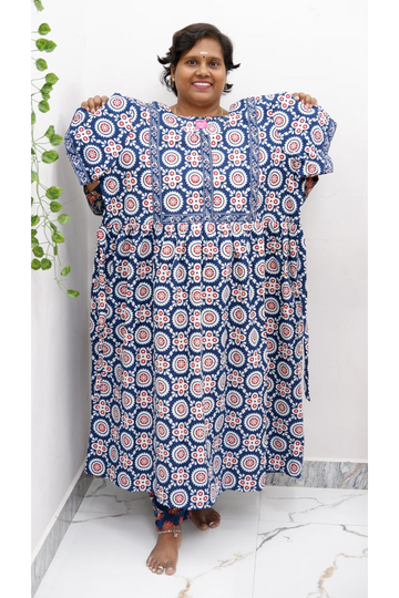 Midi Frock with Back Knot & Front Zip Jyothi Cotton Nighty