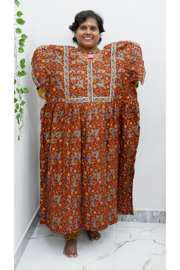Midi Frock with Back Knot & Front Zip Jyothi Cotton Nighty