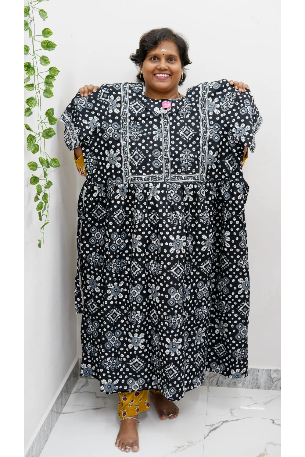 Midi Frock with Back Knot & Front Zip Jyothi Cotton Nighty