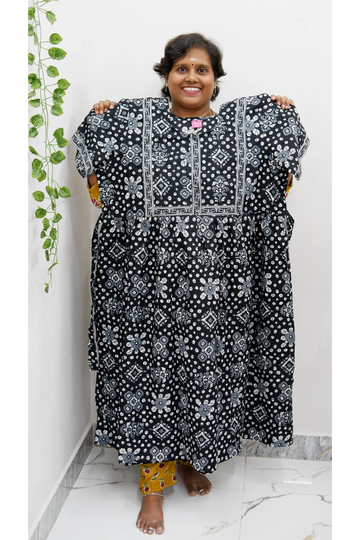 Midi Frock with Back Knot & Front Zip Jyothi Cotton Nighty