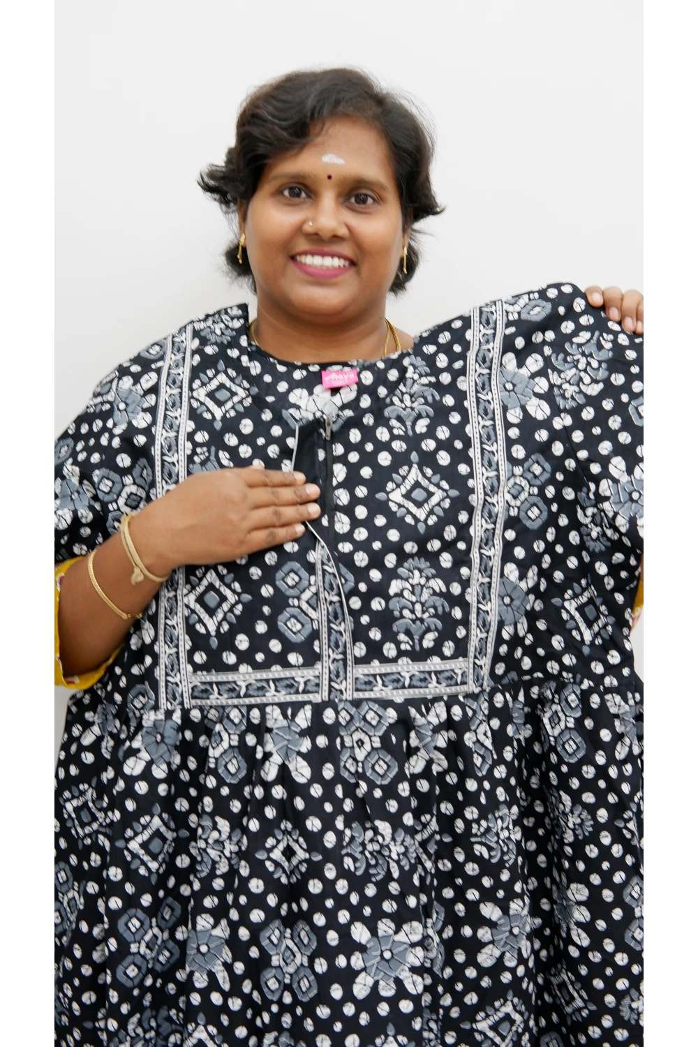 Midi Frock with Back Knot & Front Zip Jyothi Cotton Nighty