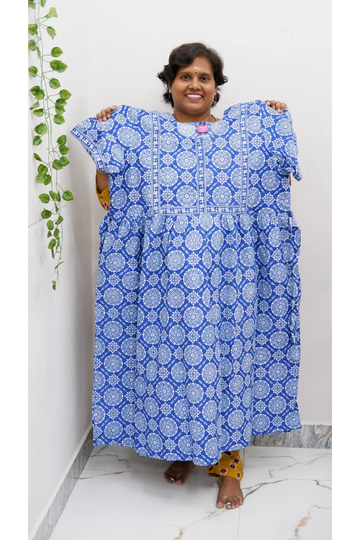 Midi Frock with Back Knot & Front Zip Jyothi Cotton Nighty