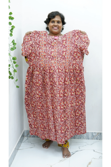 Midi Frock with Back Knot & Front Zip Jyothi Cotton Nighty