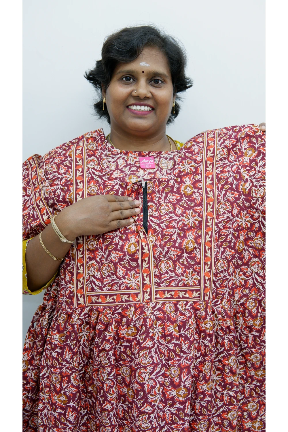 Midi Frock with Back Knot & Front Zip Jyothi Cotton Nighty