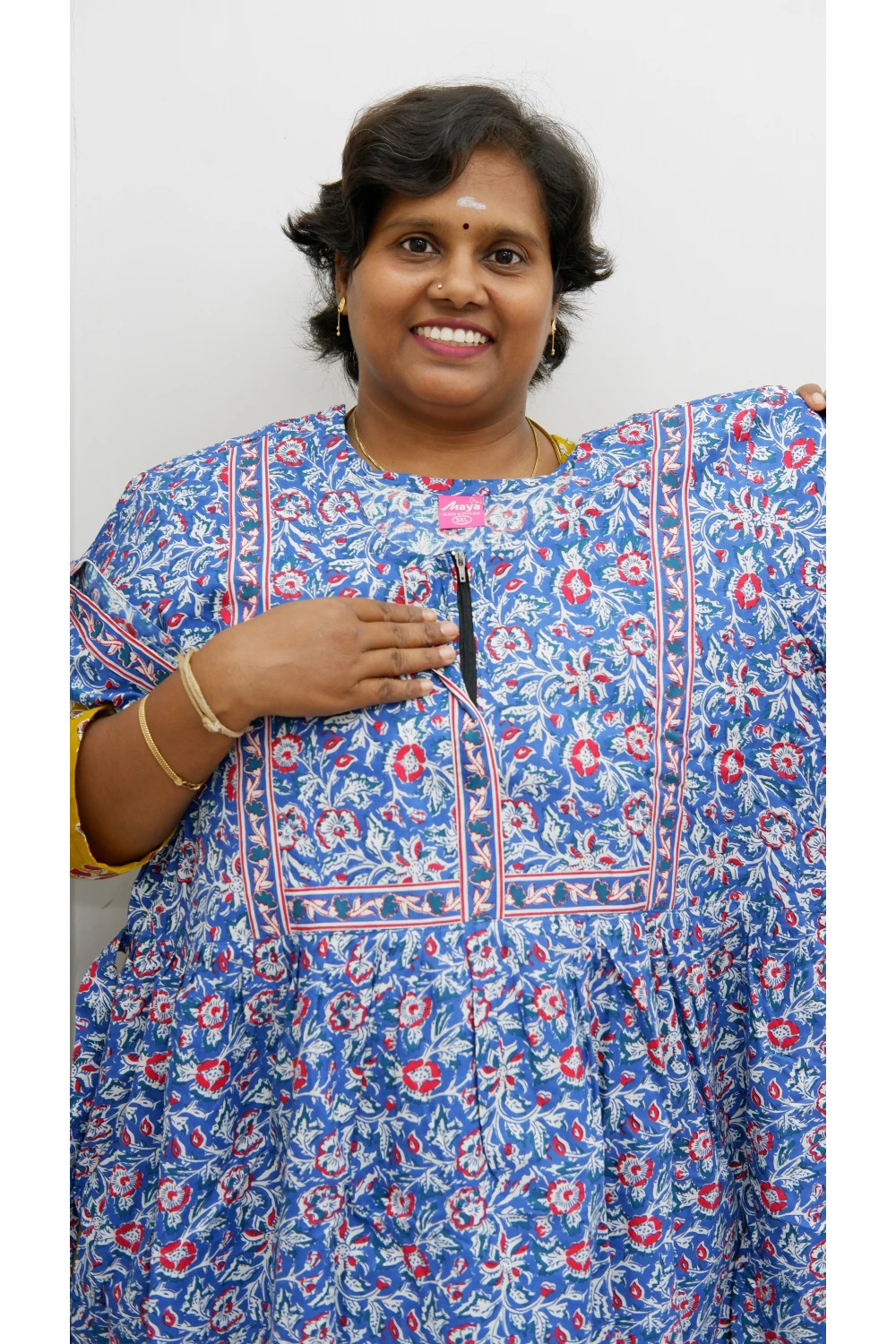 Midi Frock with Back Knot & Front Zip Jyothi Cotton Nighty