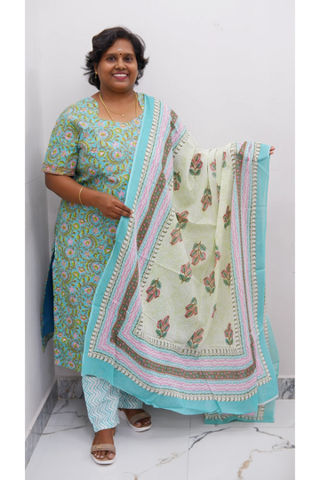 Graceful Cotton Printed Salwar Suit with Shawl – Casual & Festive Wear