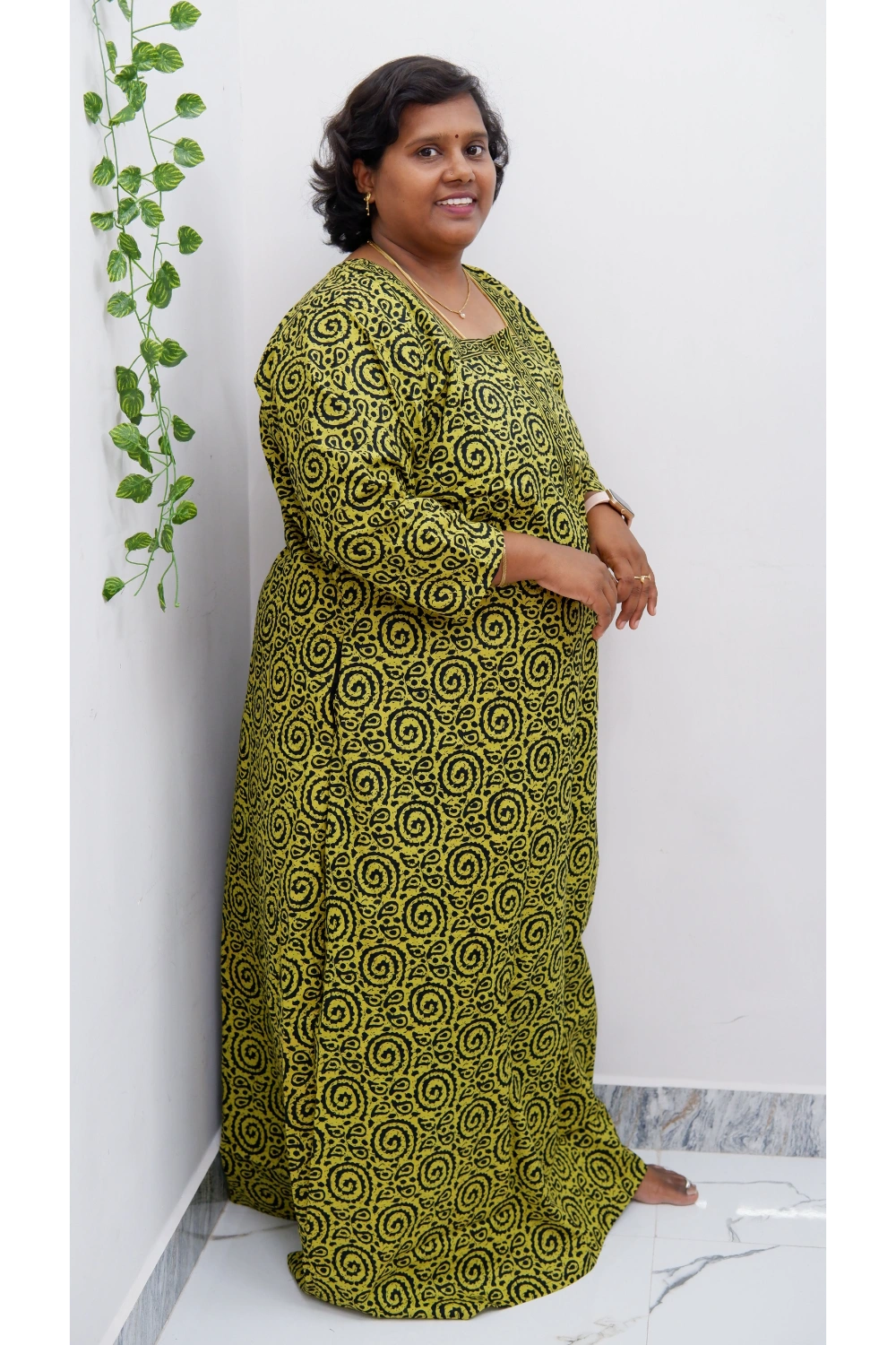 Classic 3/4 Sleeve Nighty – Premium Jyothi Cotton for Women