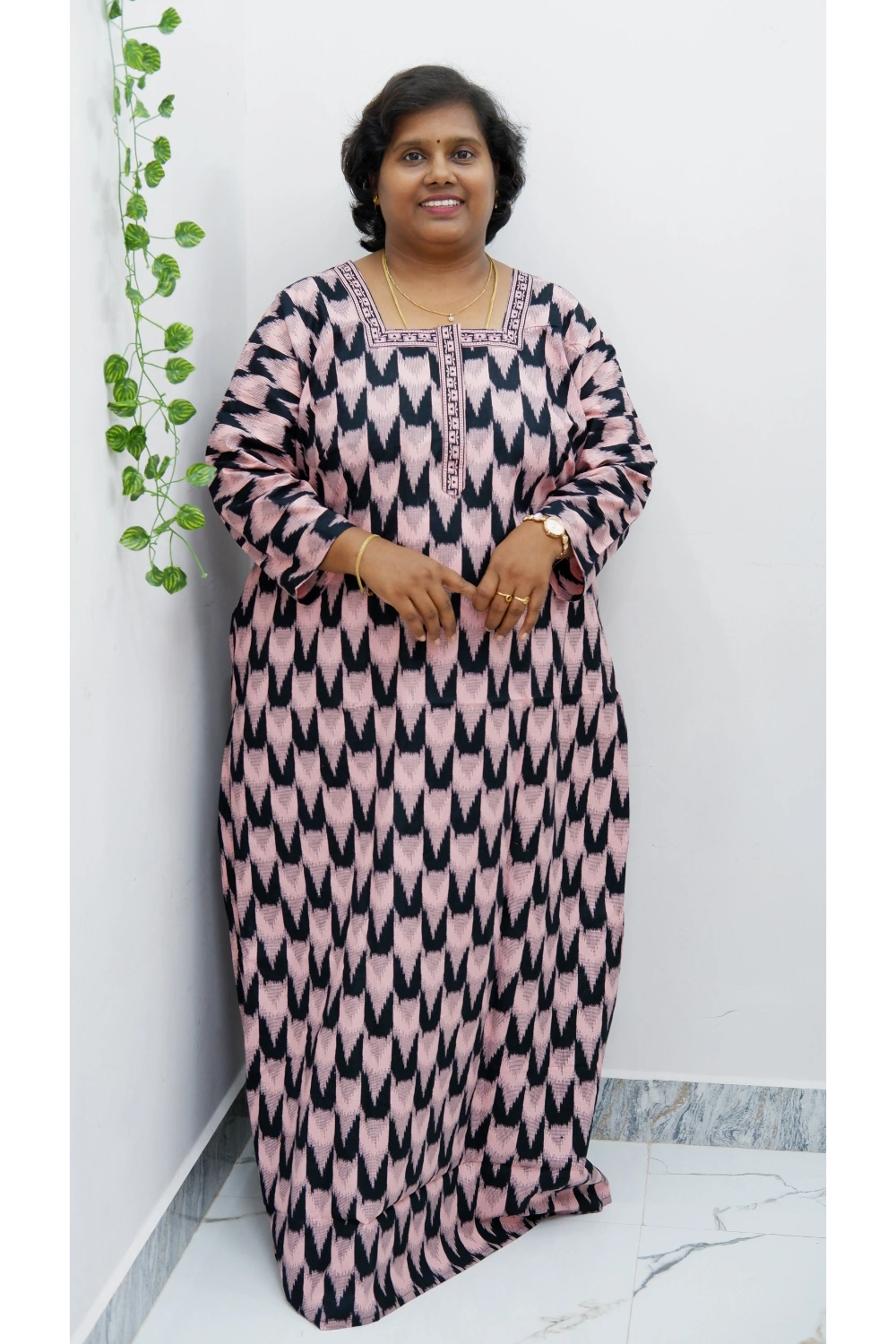 Classic 3/4 Sleeve Nighty – Premium Jyothi Cotton for Women