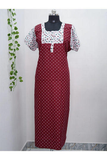 Elegant Zip-Front Pure Cotton Nighty