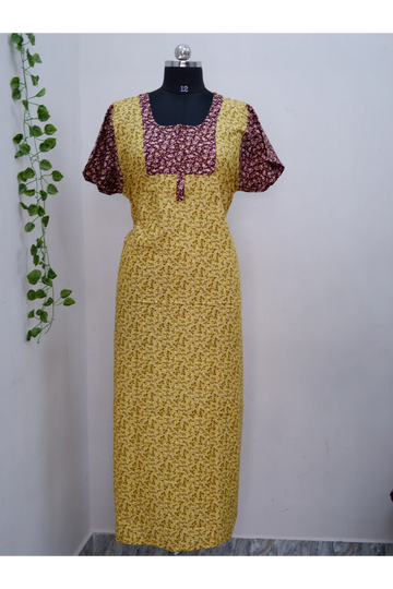 Elegant Zip-Front Pure Cotton Nighty