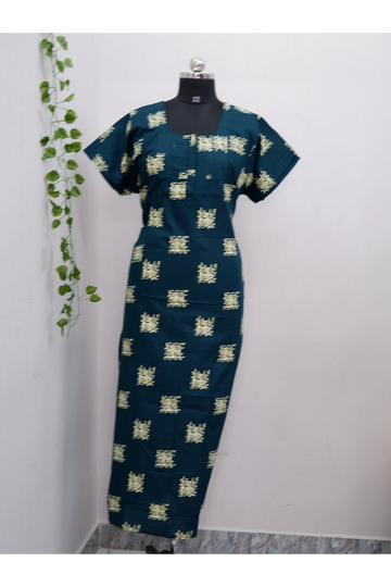 Elegant Zip-Front Pure Cotton Nighty