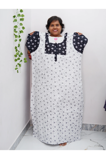 Elegant Zip-Front Pure Cotton Nighty