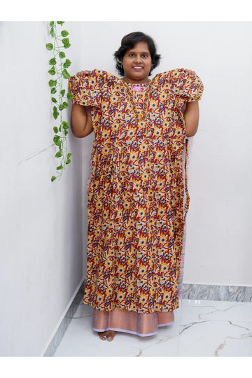 Premium V-Neck Cotton Frock for Women – Breathable & Skin-Friendly