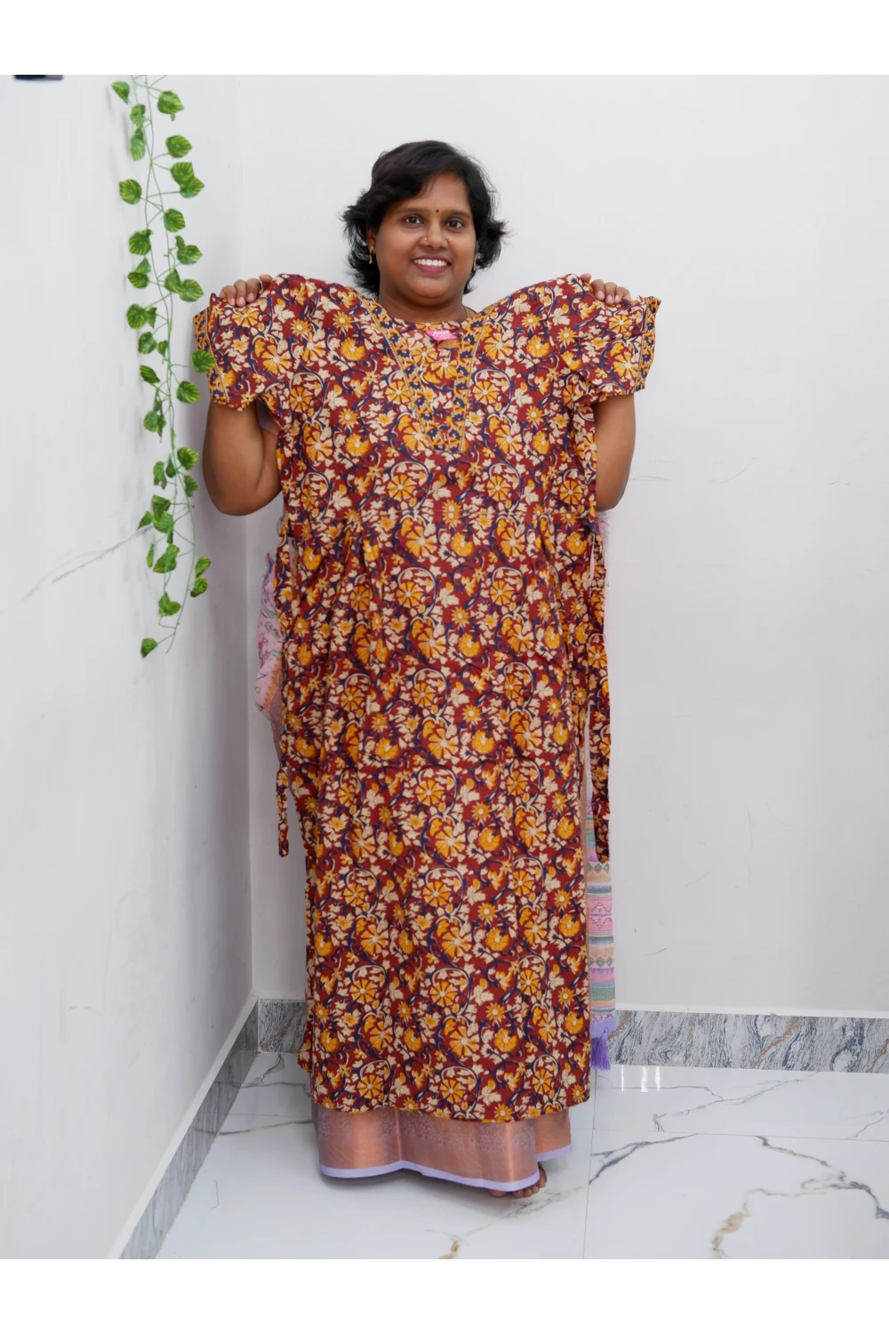 Premium V-Neck Cotton Frock for Women – Breathable & Skin-Friendly