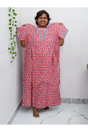 Premium V-Neck Cotton Frock for Women – Breathable & Skin-Friendly