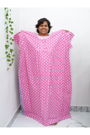 Plus Size Elegant Zip Nighty – Jyothi Cotton Breeze