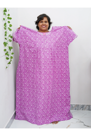 Plus Size Elegant Zip Nighty – Jyothi Cotton Breeze