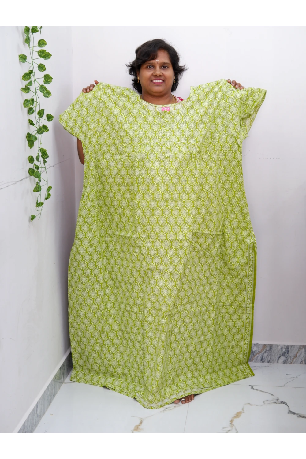 Plus Size Elegant Zip Nighty – Jyothi Cotton Breeze