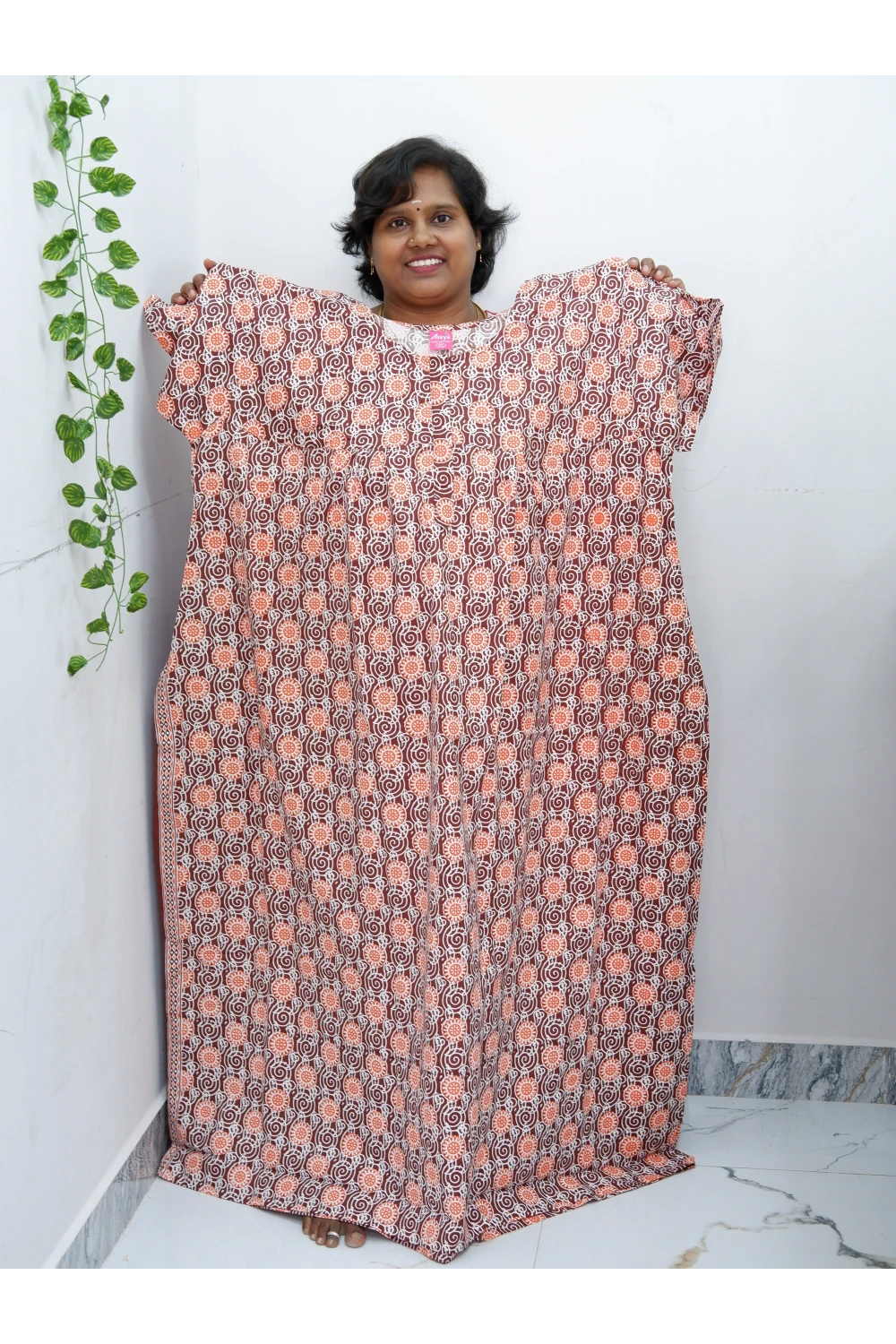 Plus Size Elegant Zip Nighty – Jyothi Cotton Breeze