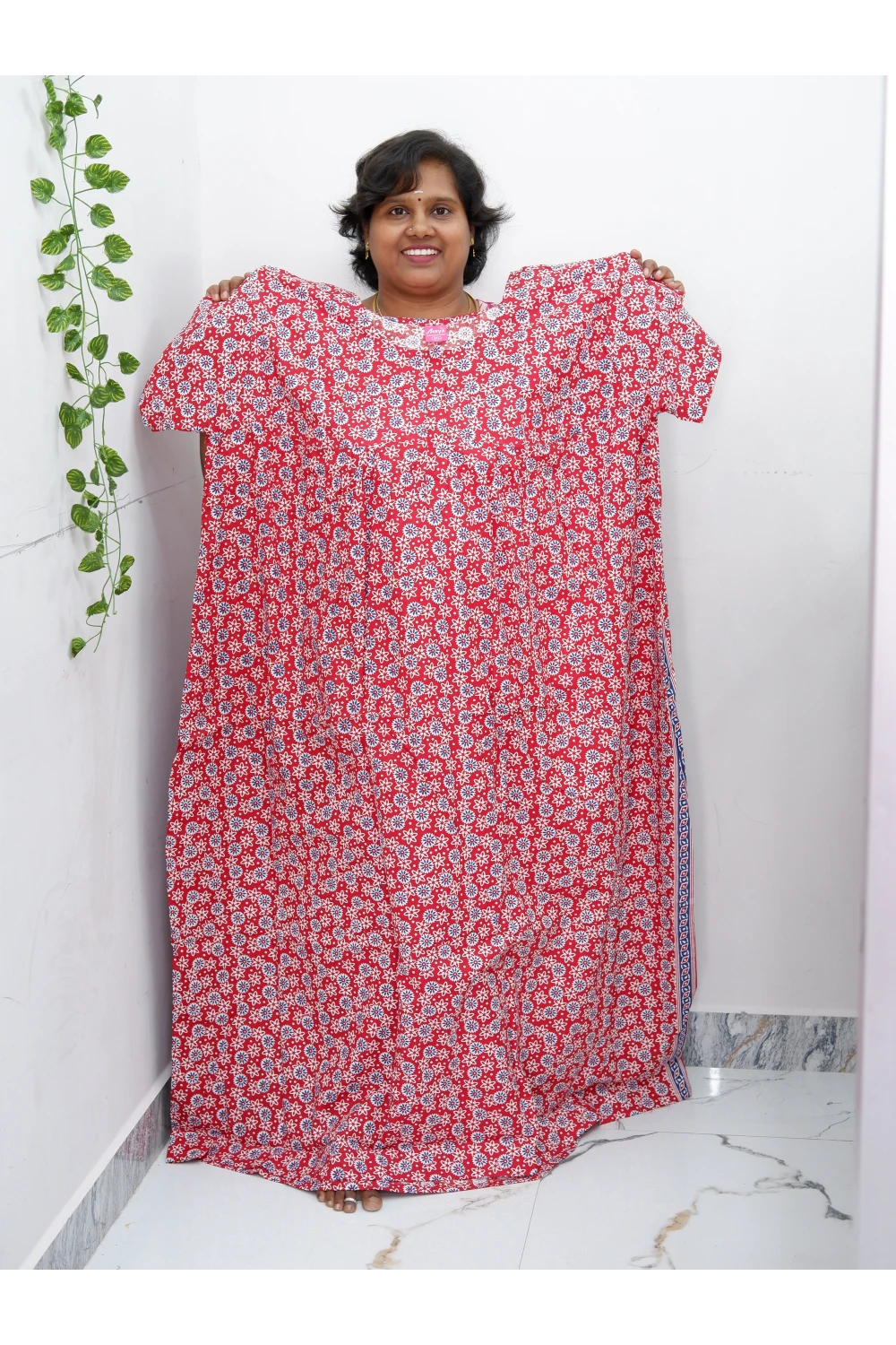 Plus Size Elegant Zip Nighty – Jyothi Cotton Breeze