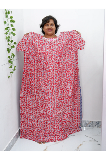Plus Size Elegant Zip Nighty – Jyothi Cotton Breeze