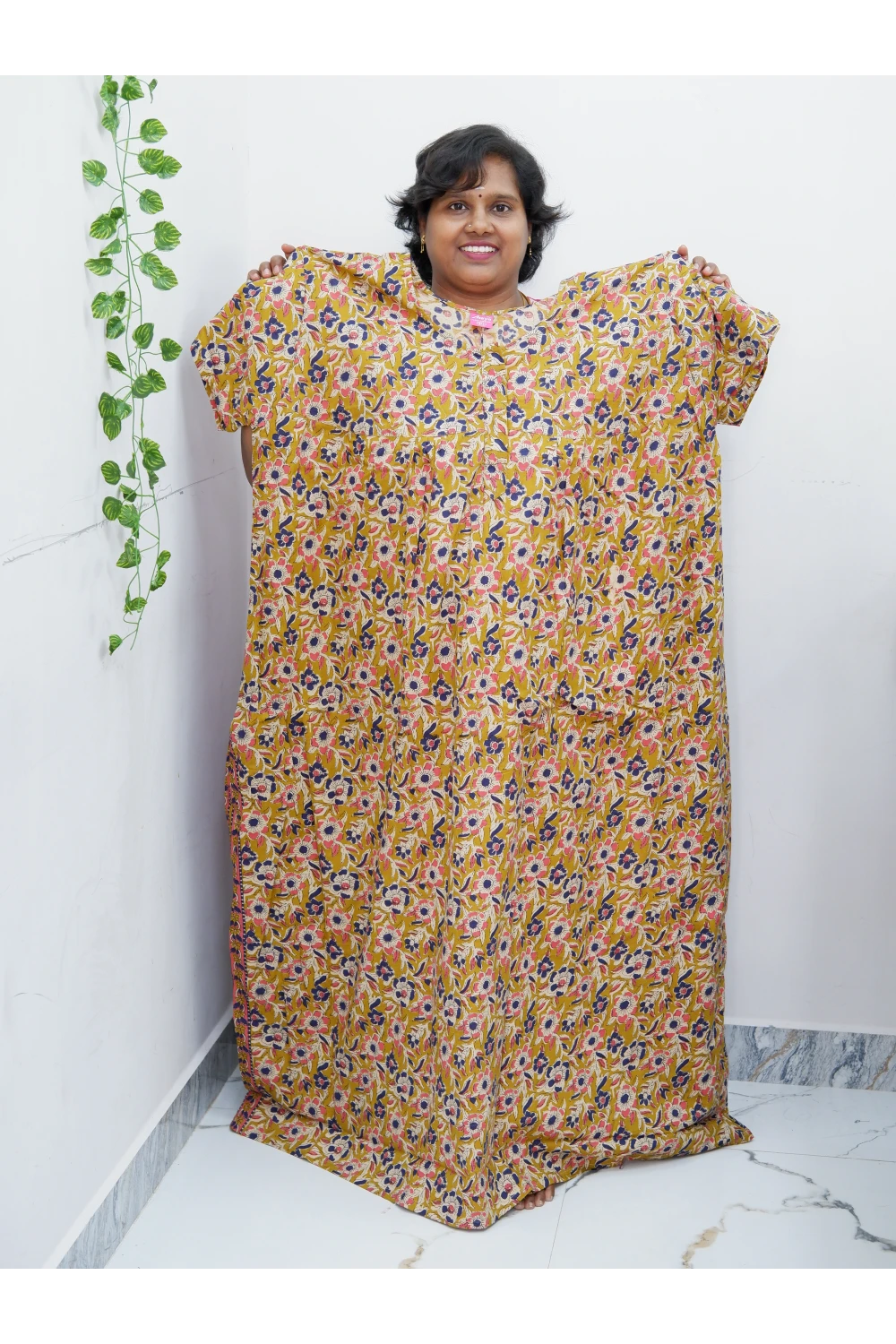 Plus Size Elegant Zip Nighty – Jyothi Cotton Breeze