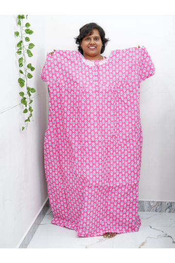 Plus Size Elegant Zip Nighty – Jyothi Cotton Breeze