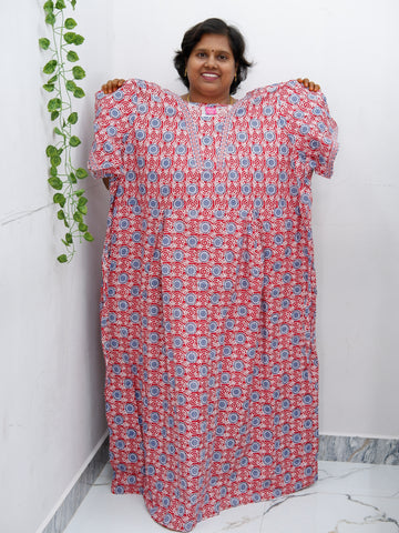 Premium V-Neck Cotton Frock for Women – Breathable & Skin-Friendly