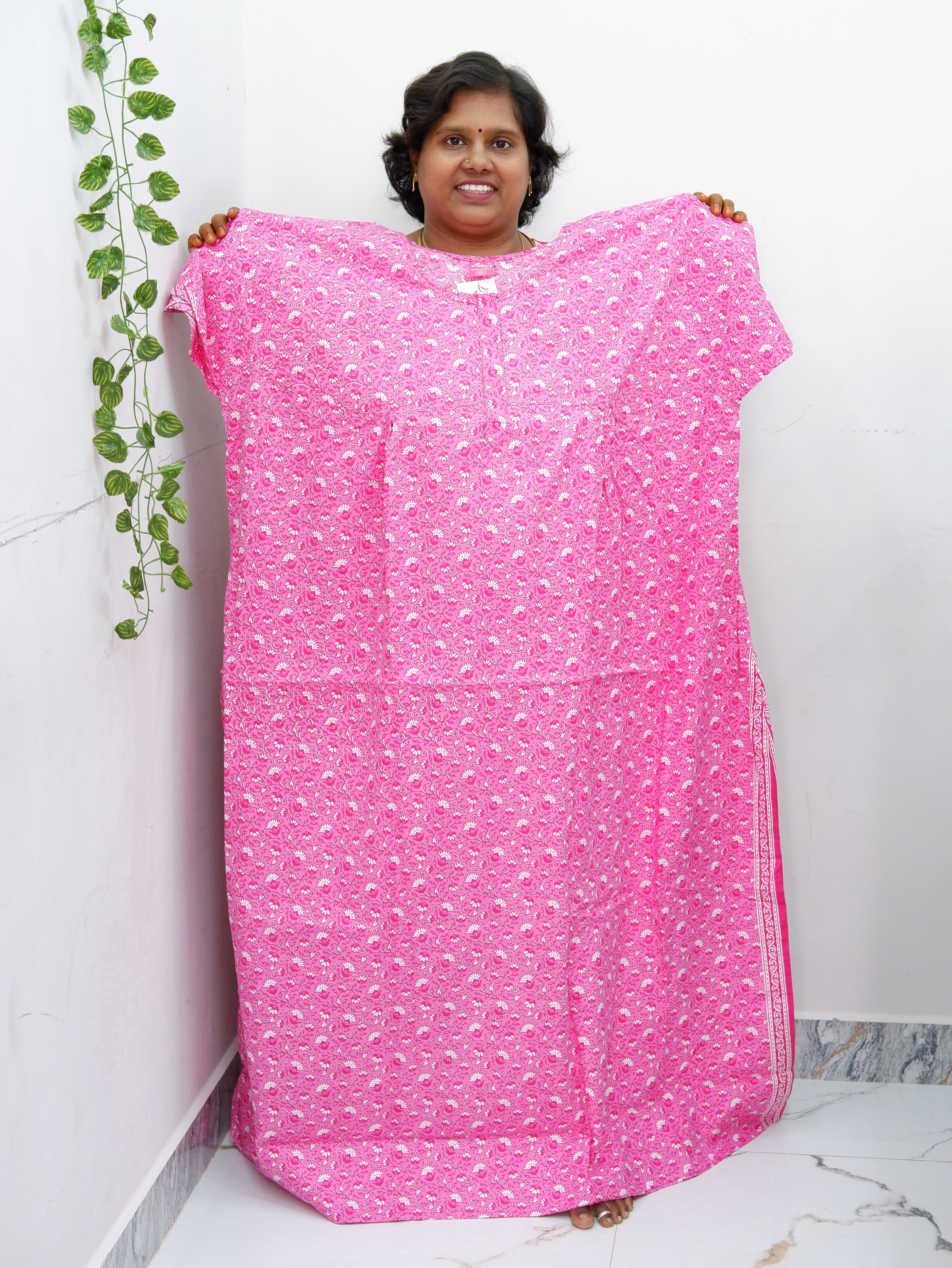 Plus Size Elegant Zip Nighty – Jyothi Cotton Breeze
