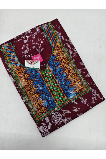 Mirror Work Cotton Nighty with Elegant Embroidery – Soft & Stylis