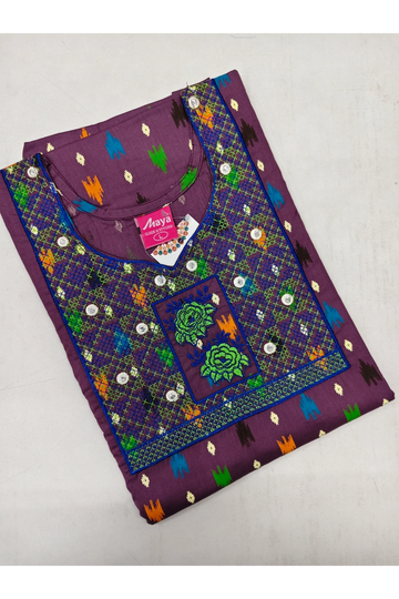 Mirror Work Cotton Nighty with Elegant Embroidery – Soft & Stylis