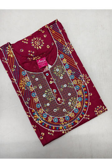 Mirror Work Cotton Nighty with Elegant Embroidery – Soft & Stylis