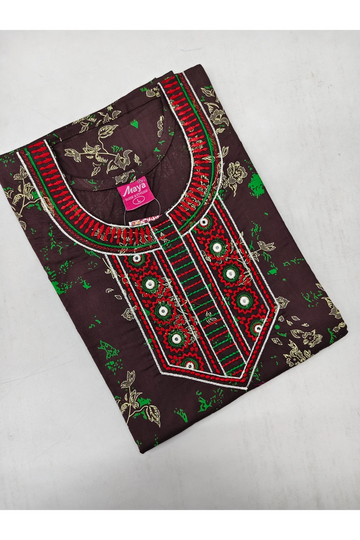 Mirror Work Cotton Nighty with Elegant Embroidery – Soft & Stylis