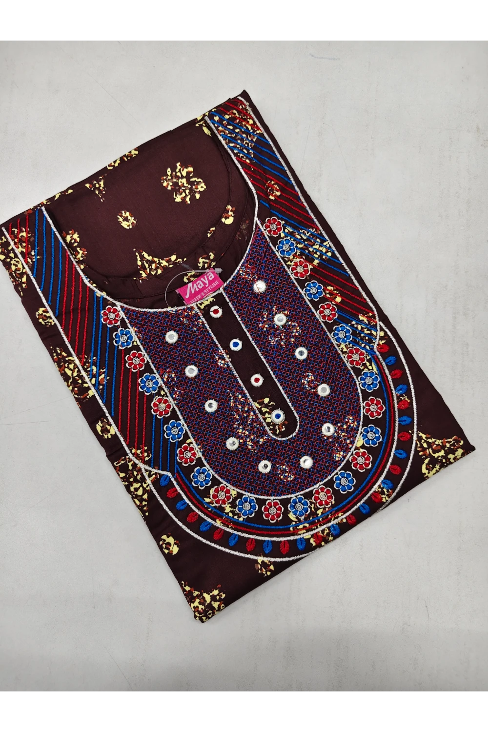 Mirror Work Cotton Nighty with Elegant Embroidery – Soft & Stylis