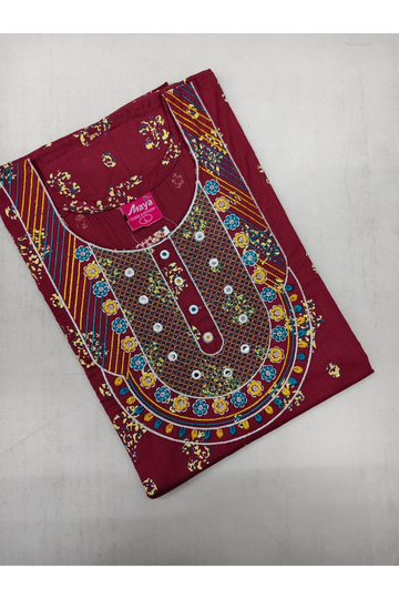 Mirror Work Cotton Nighty with Elegant Embroidery – Soft & Stylis